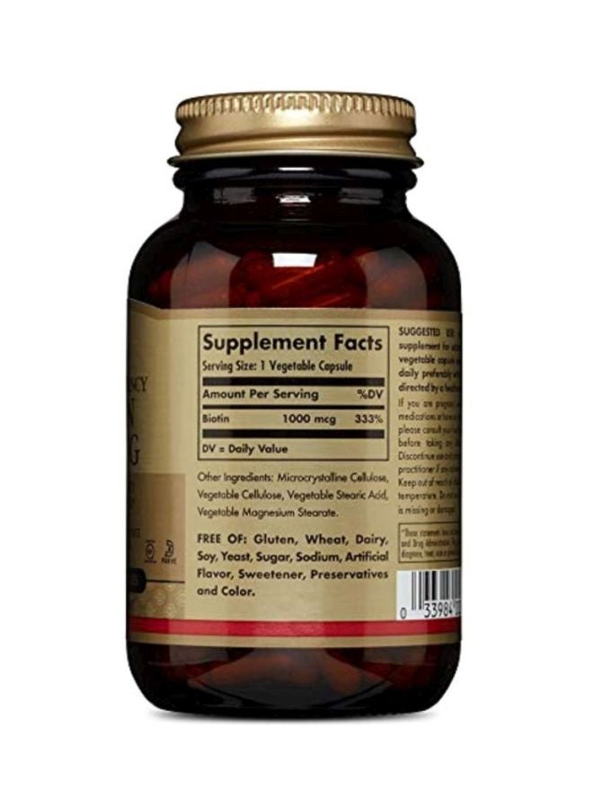 Solgar Biotin 1000 MCG Dietary Supplement - 250 Vegetable Capsules - Image 3