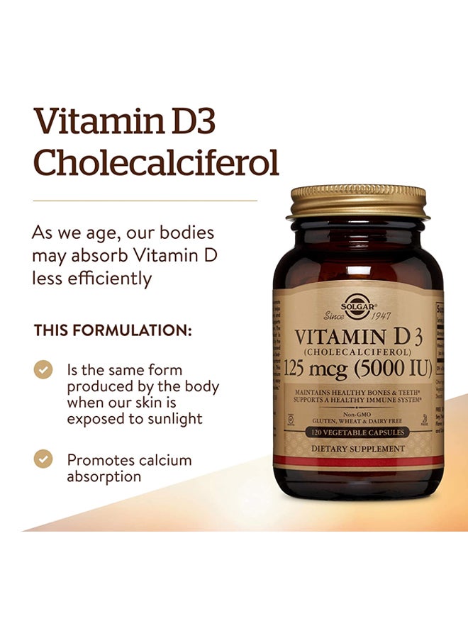 Solgar Vitamin D3 125 mcg Dietary Supplement - 120 Capsules - Image 5