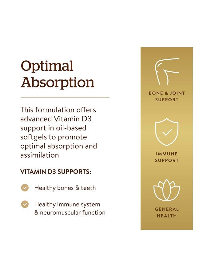 Solgar Vitamin D3 10 MCG Dietary Supplement - 250 Softgels - Image 4