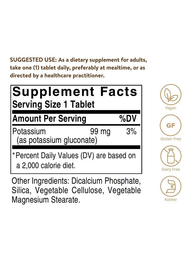Solgar Potassium Dietary Supplement - 250 Tablets - Image 2