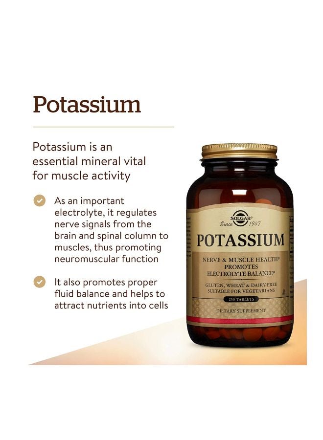 Solgar Potassium Dietary Supplement - 250 Tablets - Image 3