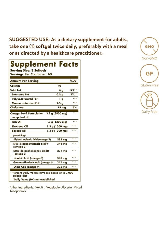 Solgar EFA 1300 MG Omega Dietary Supplement - 120 Softgels - Image 2