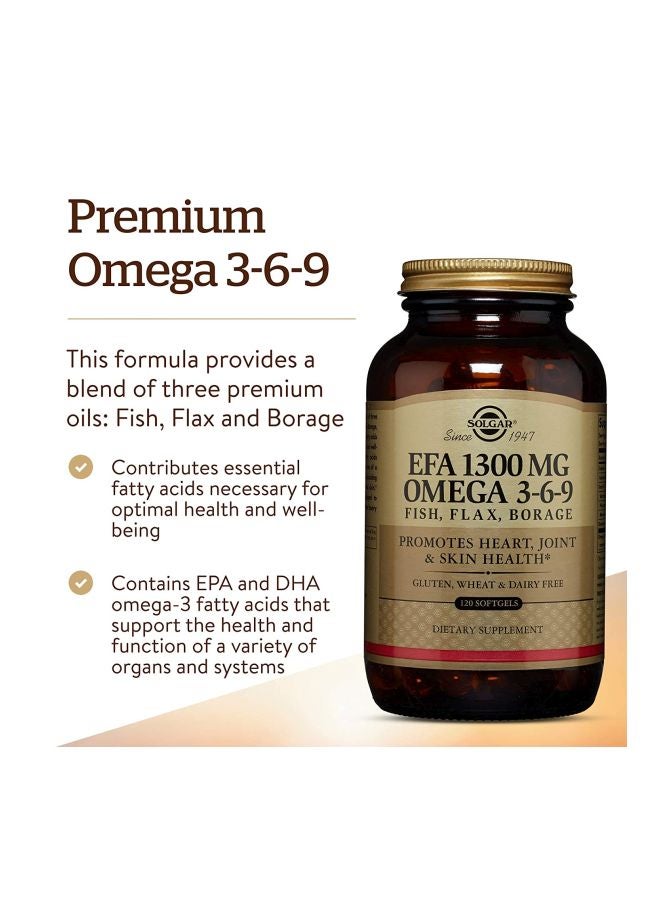 Solgar EFA 1300 MG Omega Dietary Supplement - 120 Softgels - Image 3