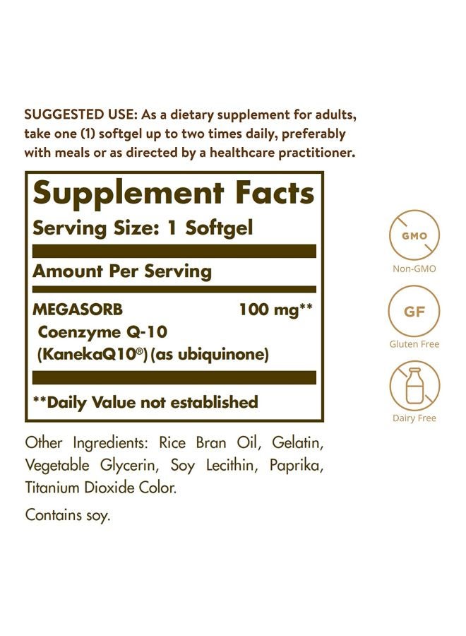 Solgar Megasorb CoQ-10 Dietary Supplement (100 Mg) - 90 Softgels - Image 4