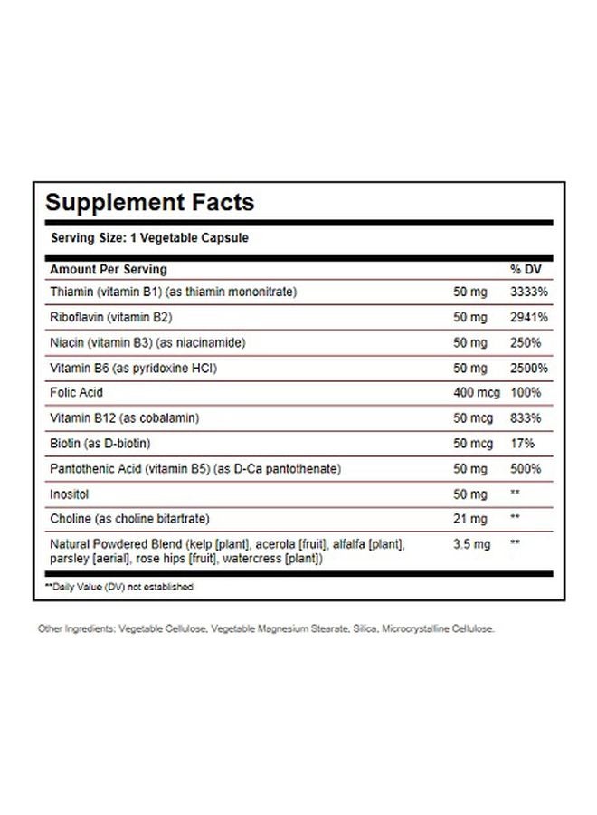 Solgar B-Complex "50" Dietary Supplement - 250 Vegetable Capsules - Image 4
