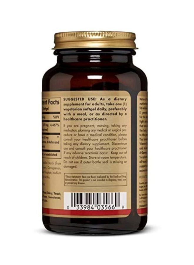 Solgar Vitamin E 670 mg Dietary Supplement - 100 Softgels - Image 2