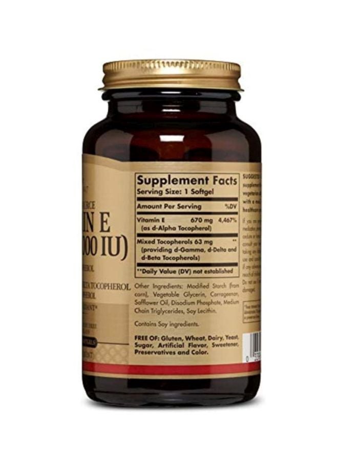 Solgar Vitamin E 670 mg Dietary Supplement - 100 Softgels - Image 3