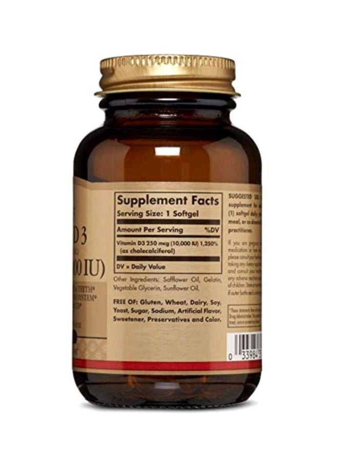 Solgar Pack Of 2 Vitamin D3 250 MCG Dietary Supplement - 120 Softgels - Image 2