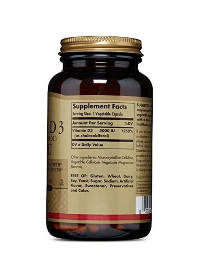 Solgar - Vitamin D3 5,000 IU Dietary Supplement - 240 Vegetable Capsules - Image 1