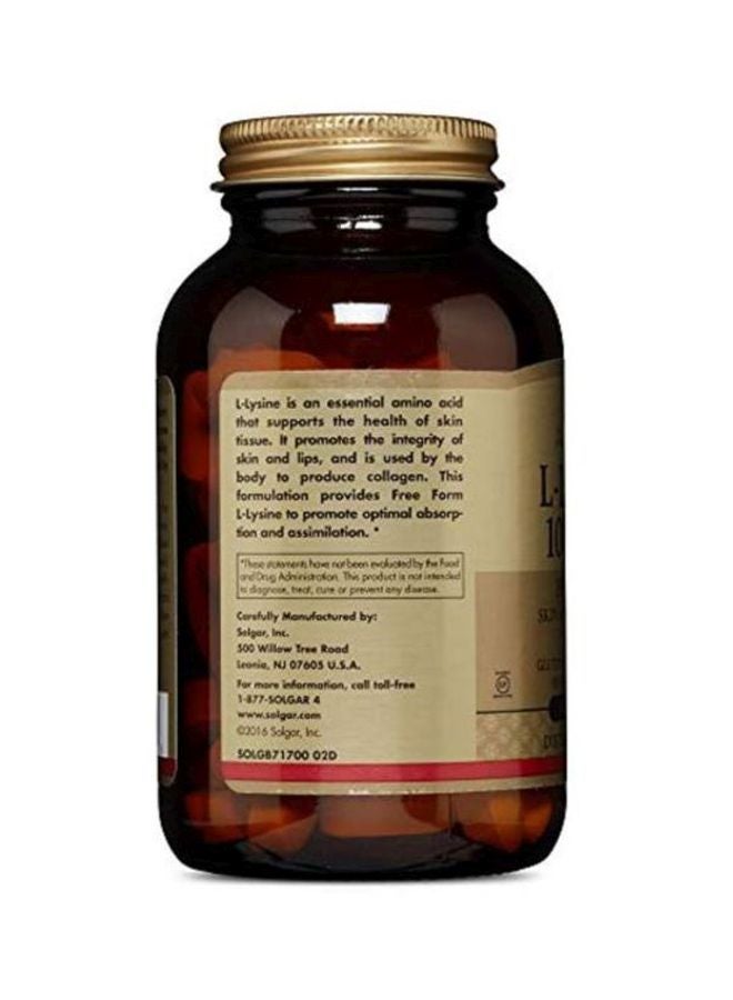 Solgar - L-Lysine 1000 MG Dietary Supplement - 100 Tablets - Image 1