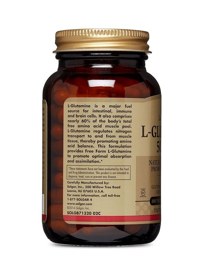 Solgar L-Glutamine 500 MG Dietary Supplement - 100 Capsules - Image 2