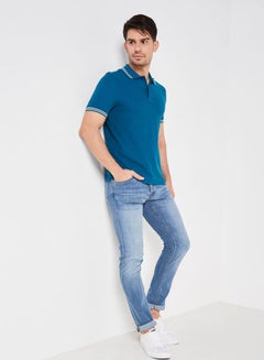LOTTO L73 Polo T-Shirt Blue  - Image 3