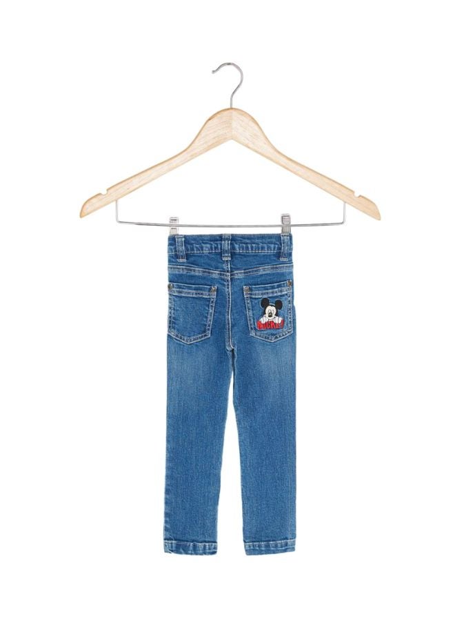 ديزني بنطال جينز أساسي كاجوال بلون الجينز الأزرق - Image 2