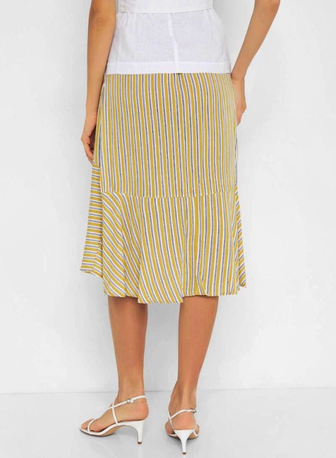 High Streets Multi Striped Asymetric Skirt Yellow  - Image 2