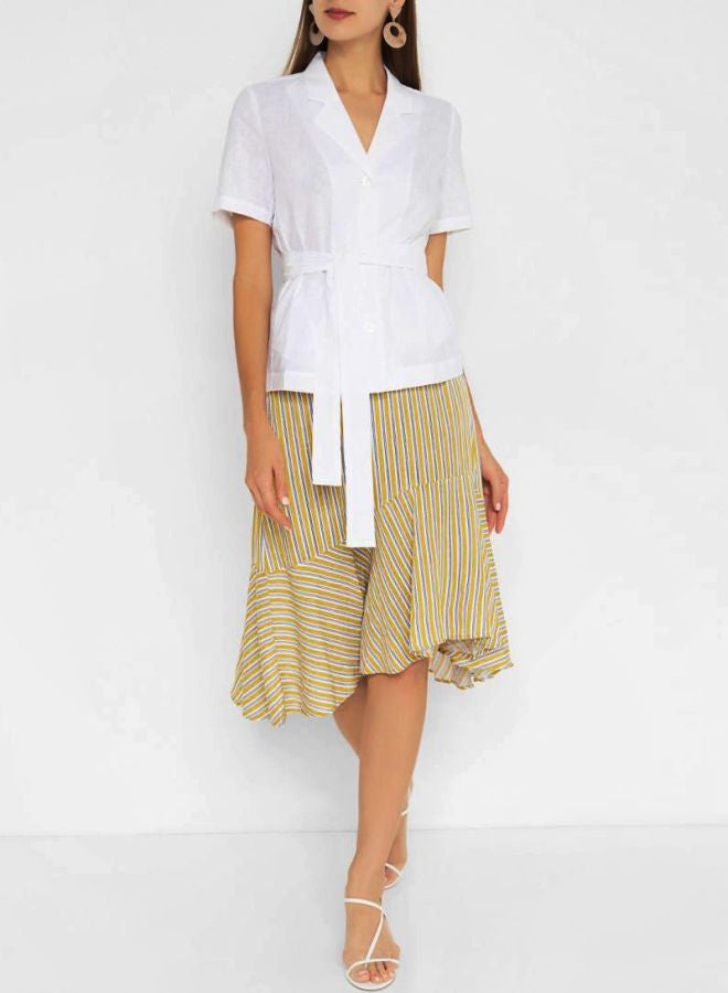 High Streets Multi Striped Asymetric Skirt Yellow  - Image 3
