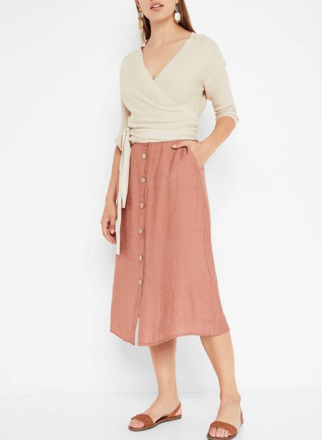 Buttoned Midi Skirt Pink - v1596038435/N32029393V_3