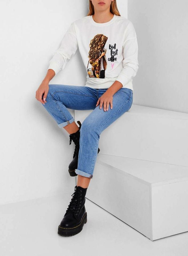 High Streets - Image Printed Sweatshirt Off-White - Image 1