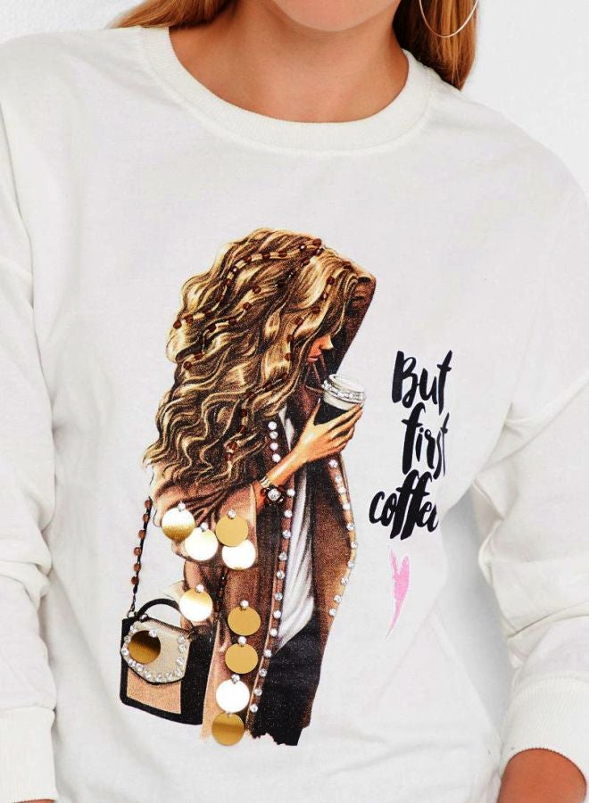 High Streets - Image Printed Sweatshirt Off-White - Image 1