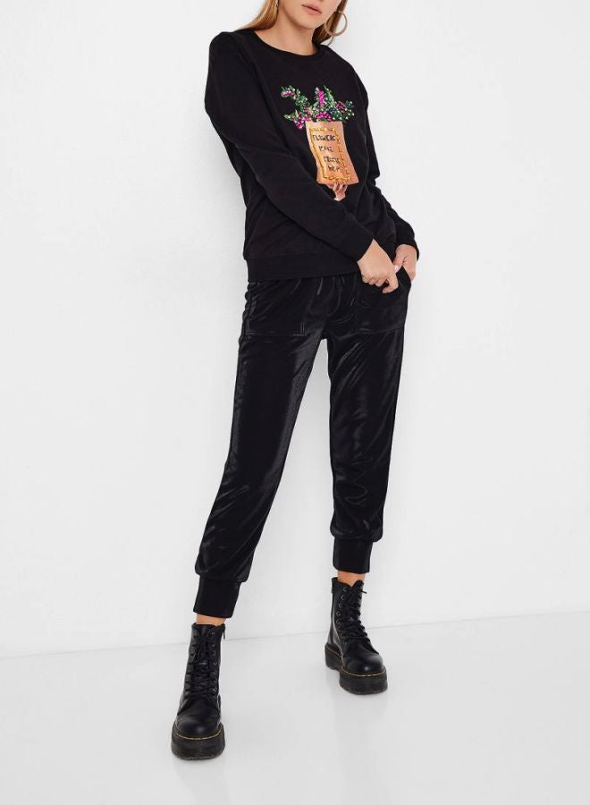 High Streets Sequin Detailed Sweatshirt Black  - Image 3