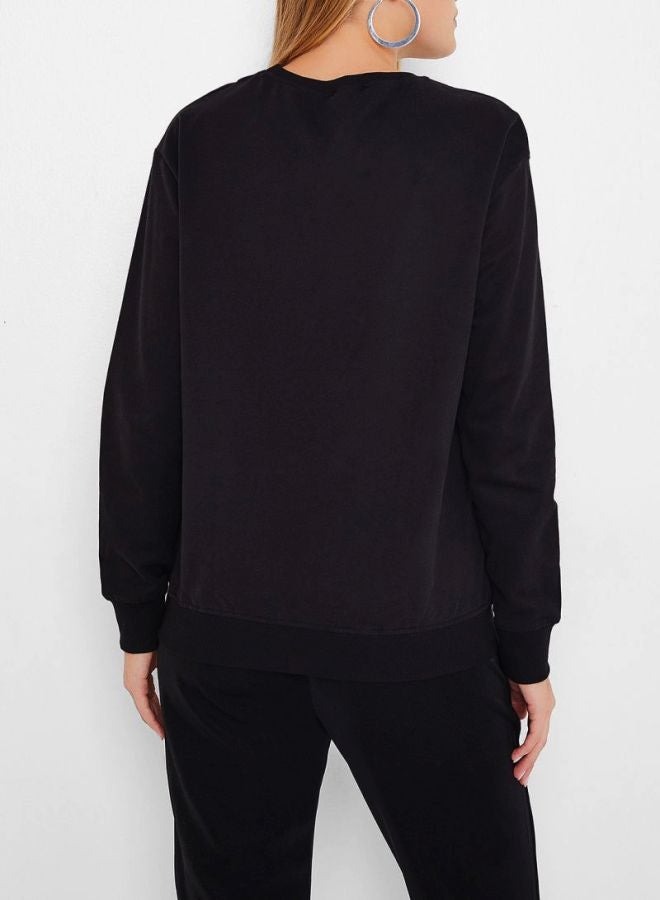 High Streets Sequin Detailed Sweatshirt Black  - Image 2