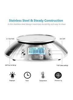 Digital Food Scale With Bowl Silver 8.46 x 8.46 x 5.7inch - v1596038499/N35271509A_3