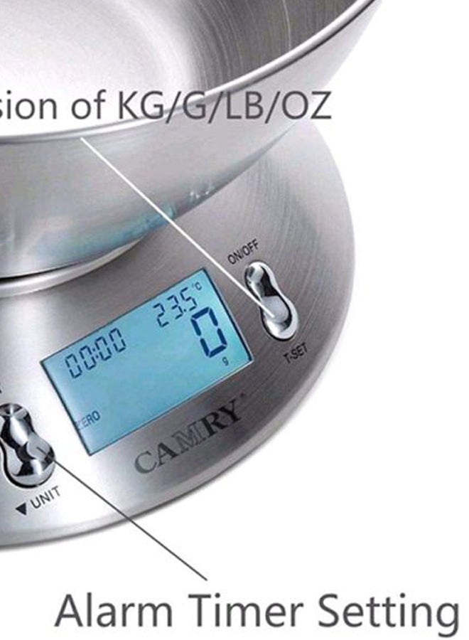 CAMRY Digital Food Scale With Bowl Silver 8.4inch - Image 5