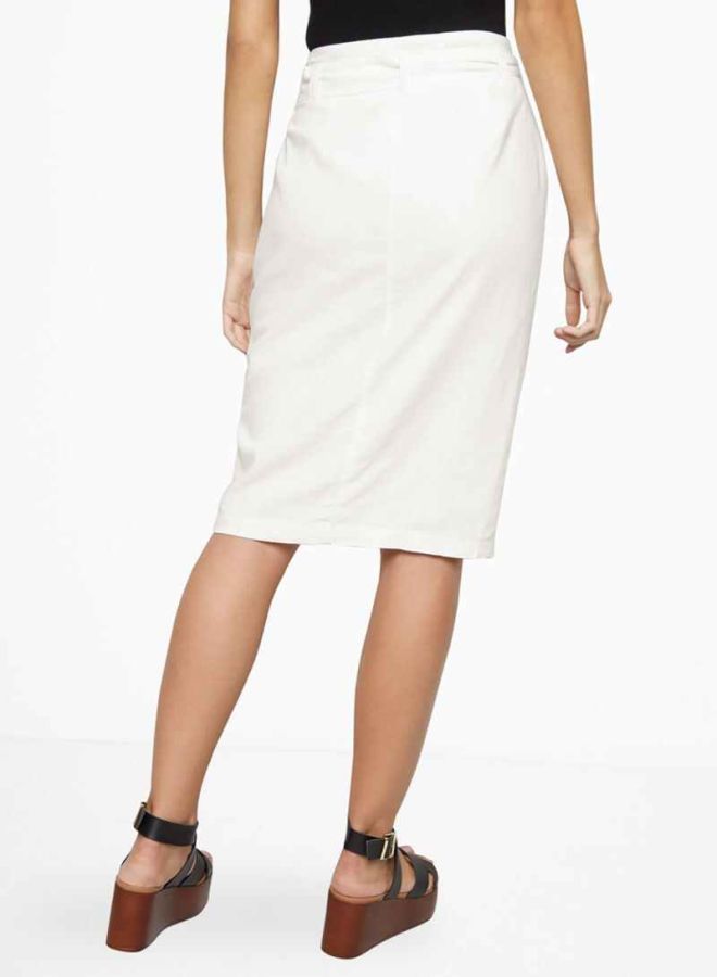 نيو لوك تنورة من الكتان بحزام أبيض - Image 2