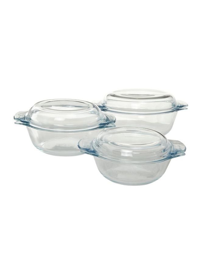 PYREX Set Of 3 Glass Casseroles With Glass Lid Clear Casseroles With Glass Lid 1x1.4, Casseroles With Glass Lid 1x2.1, Casseroles With Glass Lid 1x3.2Liters - Image 2