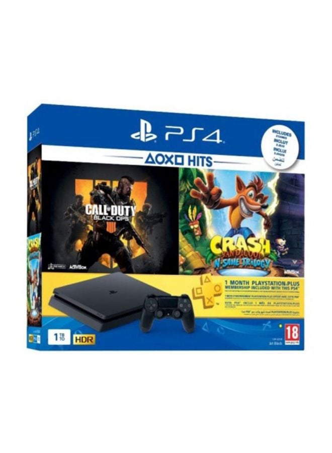 PlayStation 4 1TB Console With 2 Games (Call Of Duty Black Ops 4, Crash Bandicoot N. Sane Trilogy) + 1 Months PS Plus Membership