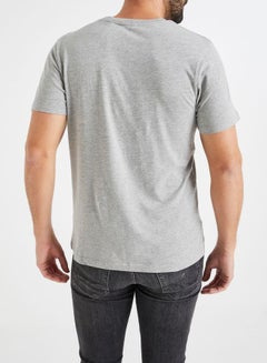 PRODUKT Solid Crew Neck T-Shirt Grey Melange  - Image 4