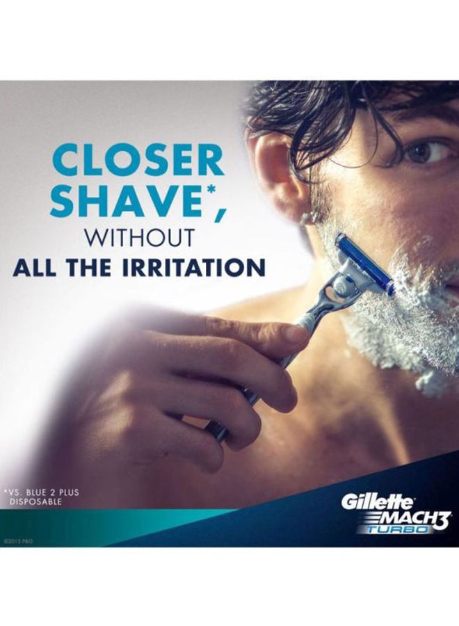 Gillette - 2-Piece Blade Set With Mach3 Turbo Razor Handle Blue/Silver - Image 1