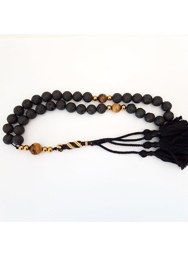 Miracle Empire - Tasbeeh Men Gift Natural Volcanic Lava, Tiger Eye Smooth and Crafted Rosary Prayer Beads - Image 1
