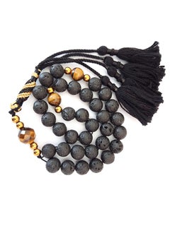 Tasbeeh Men Gift Natural Volcanic Lava, Tiger Eye Smooth and Crafted Rosary Prayer Beads - v1596039200/N39537346A_3