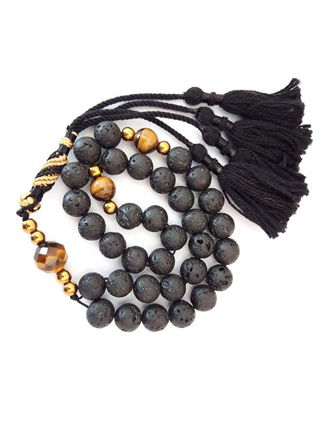 Miracle Empire - Tasbeeh Men Gift Natural Volcanic Lava, Tiger Eye Smooth and Crafted Rosary Prayer Beads - Image 1