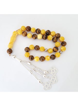 Tasbeeh Men Gift Natural Amber Sand and Tiger Eye Rosary Prayer Beads - v1596039201/N39537348A_1