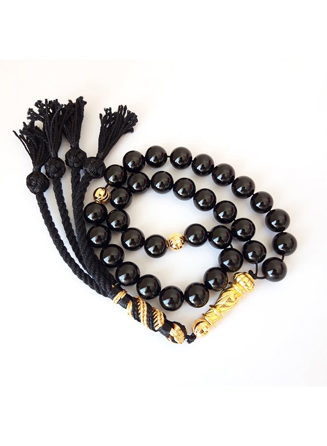 Miracle Empire - Gift Tasbih Natural Onyx 18k Gold Plated Prayer Beads Rosary - Image 1