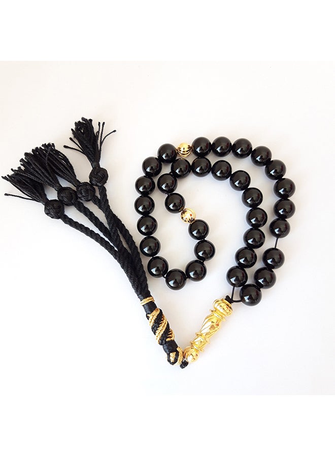 Miracle Empire - Gift Tasbih Natural Onyx 18k Gold Plated Prayer Beads Rosary - Image 1