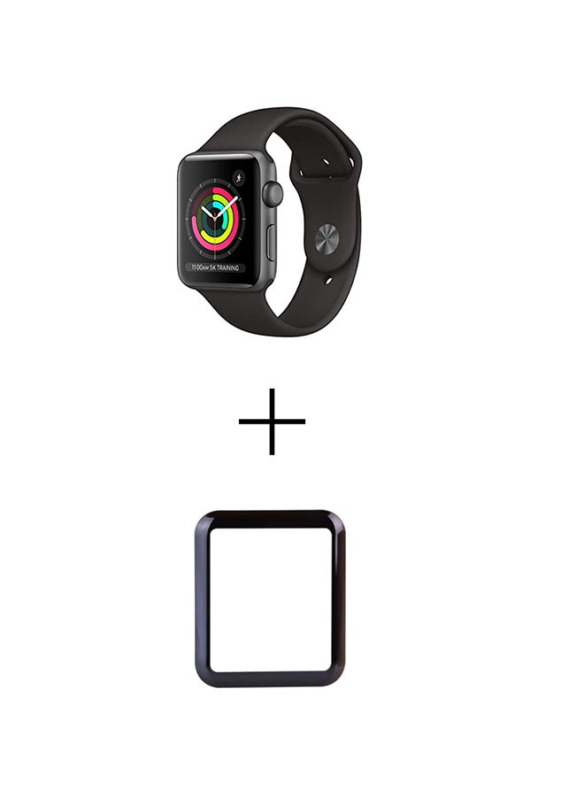 Generic - Silicone Mesh Band With Screen Protector For Apple Watch 44mm Black - Image 1