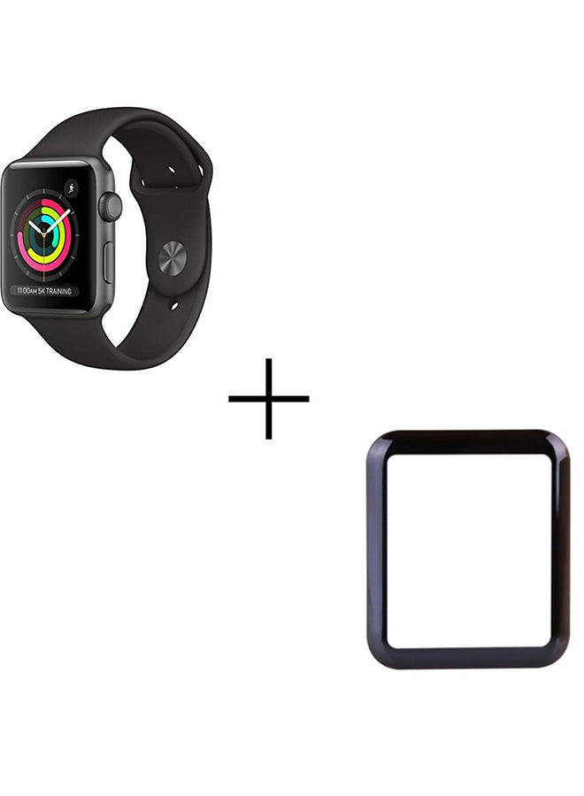 Generic - Silicone Mesh Band With Screen Protector For Apple Watch 44mm Black - Image 1