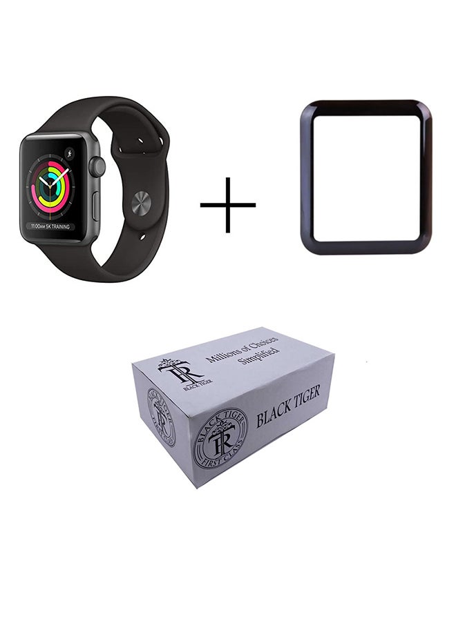 Generic - Silicone Mesh Band With Screen Protector For Apple Watch 44mm Black - Image 1