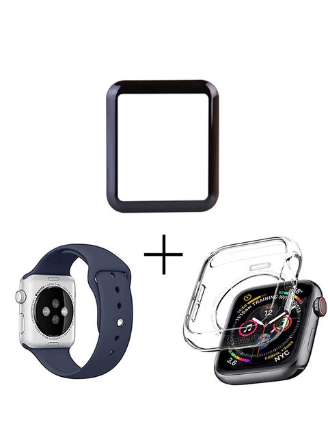 3-In-1 Screen Protector For Apple Watch 44mm With Wrist Strap Blue