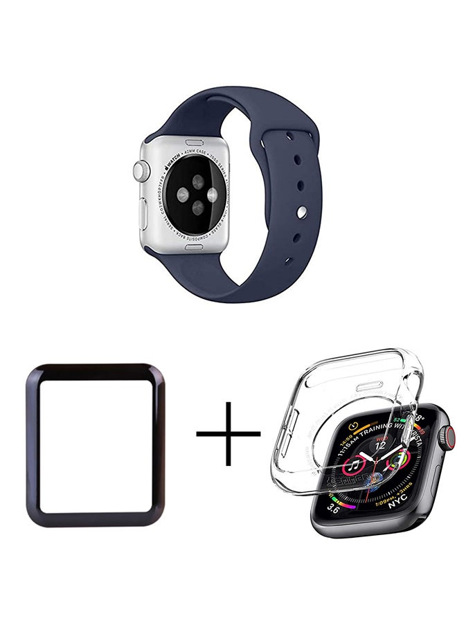 Generic - 3-In-1 Screen Protector For Apple Watch 44mm With Wrist Strap Blue - Image 1