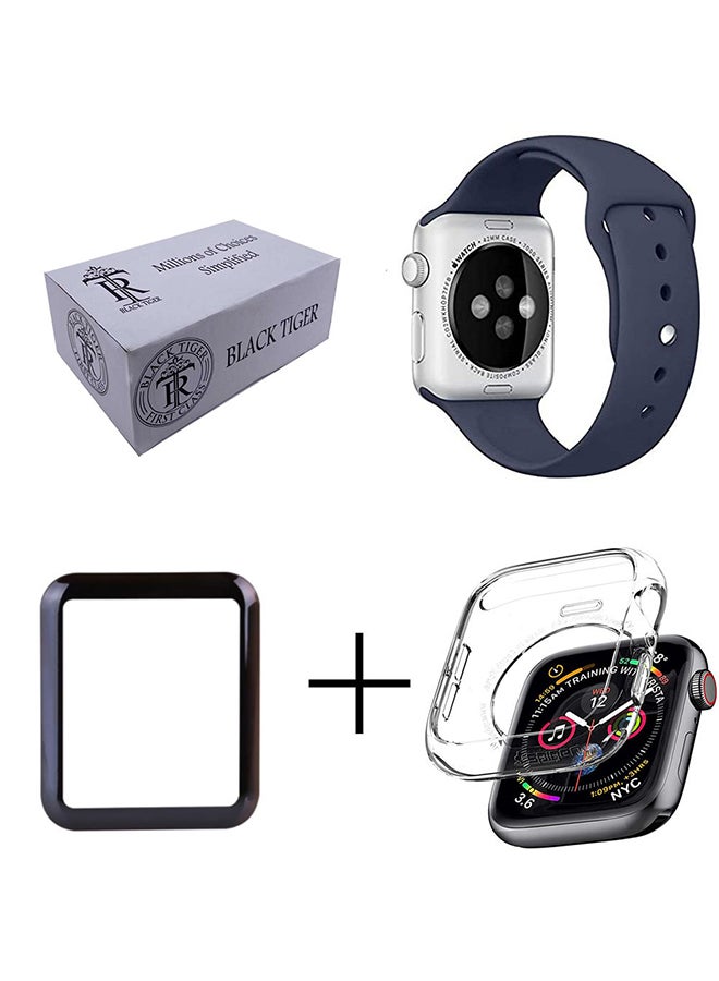 Generic - 3-In-1 Screen Protector For Apple Watch 44mm With Wrist Strap Blue - Image 1