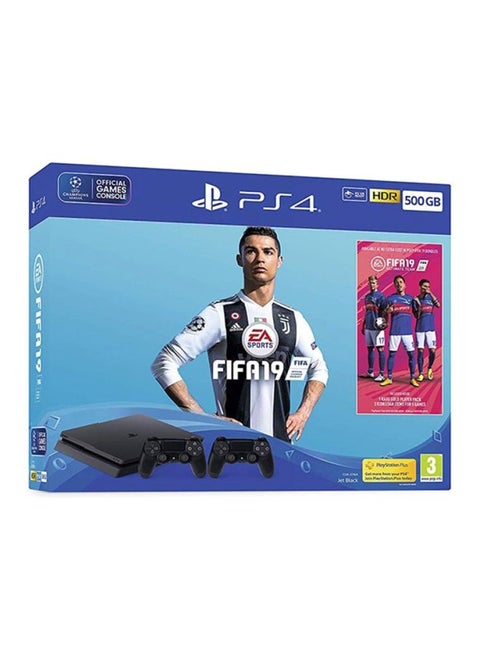 PlayStation 4 500 GB Console With 2 DUALSHOCK 4 Controllers And 3-Months PlayStation Plus Subscription Card And 1 Game (FIFA 19)