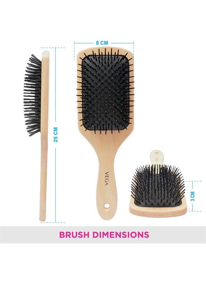 Vega Wooden Paddle Hair Brush Beige/Black 25x8x3cm  - Image 5