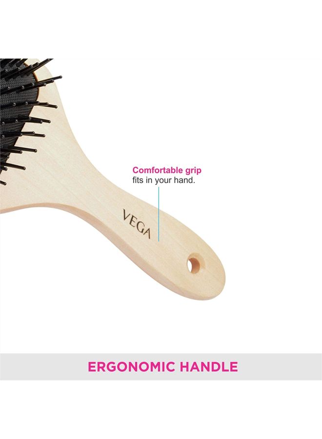 Vega Wooden Paddle Hair Brush Beige/Black 25x8x3cm  - Image 4
