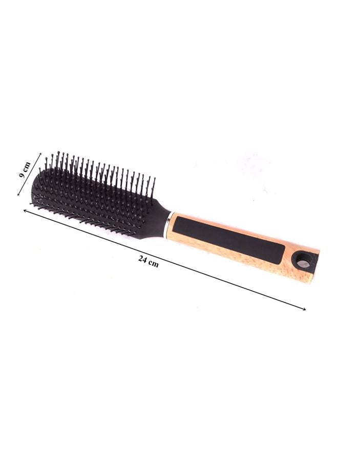 FOK Paddle Hair Brush With Wooden Handle Black/Beige 24x9cm  - Image 4