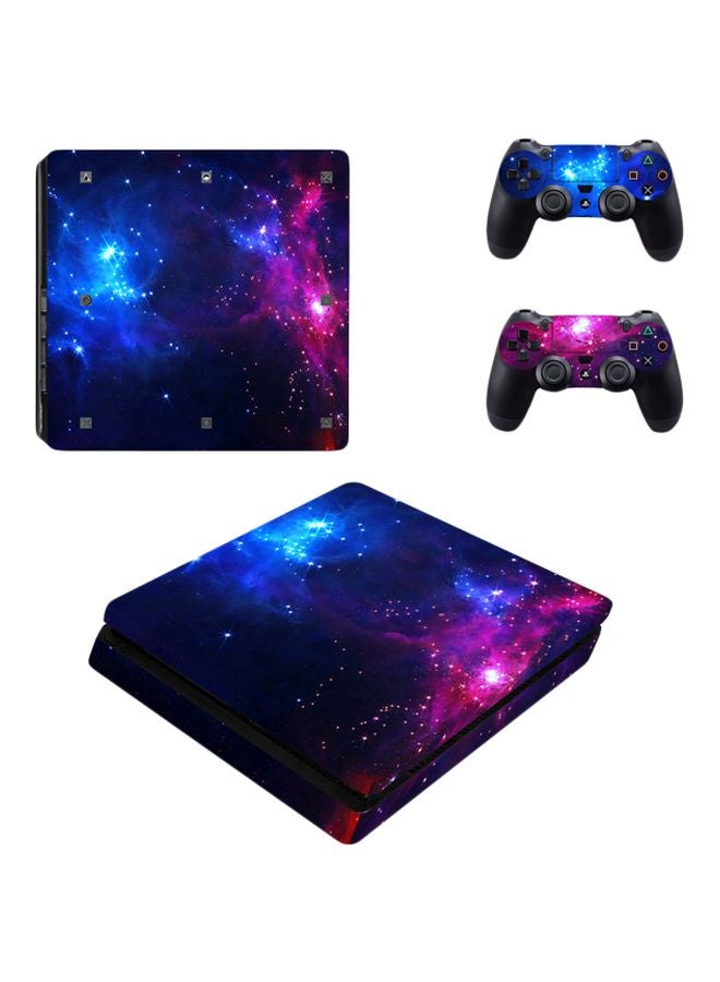 Beauenty 4-Piece Galaxy Printed Console And Controller Sticker Set For PlayStation 4 Slim - Image 1
