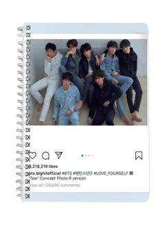 LOWHA A5 BTS Themed Spiral Bound Notebook White/Blue/Black  - Image 1