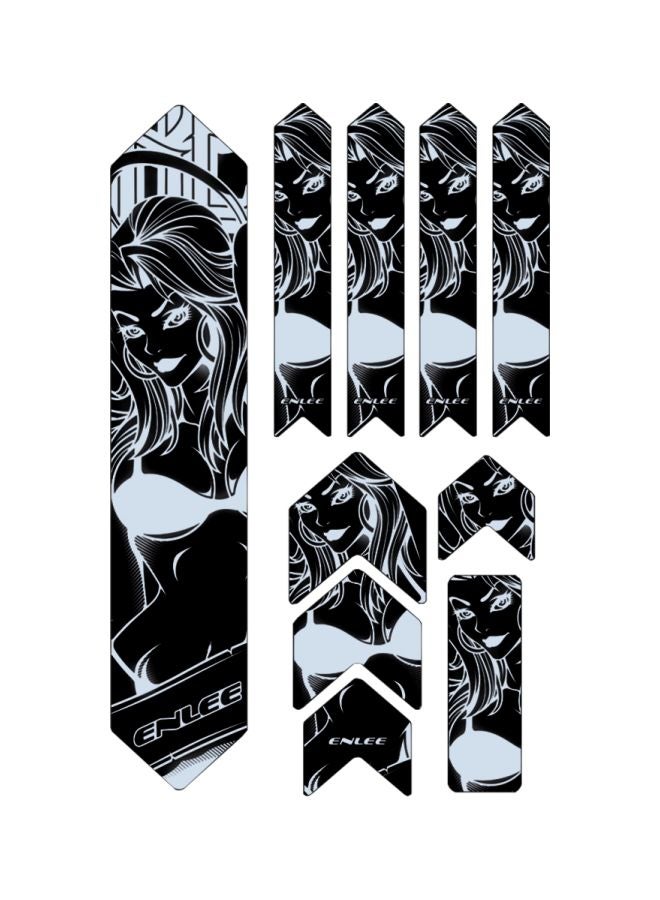 ENLEE 10-Piece Reflective Bike Frame Sticker Set - Image 1